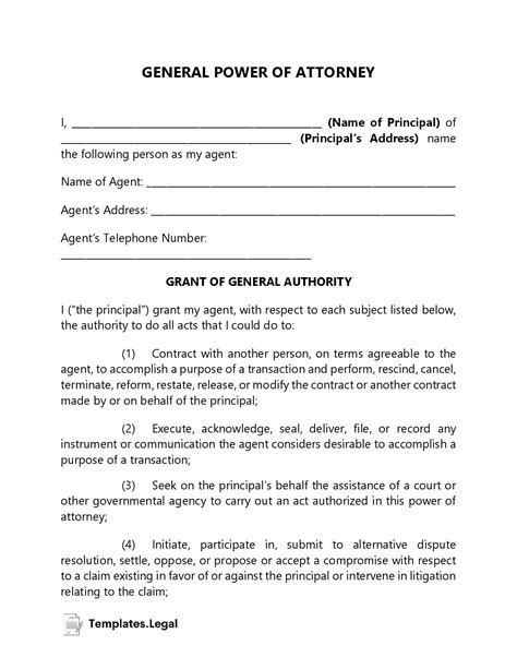 Simple Power Of Attorney Template Word