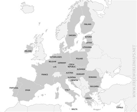 Simple Printable Map Europe
