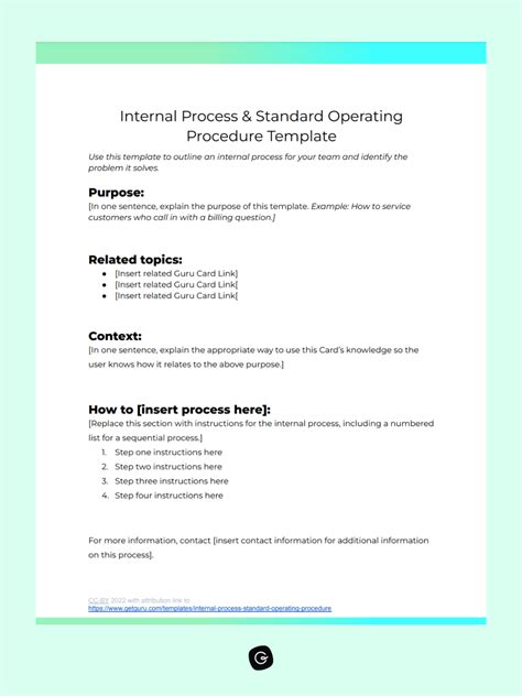 Simple Standard Operating Procedure Template