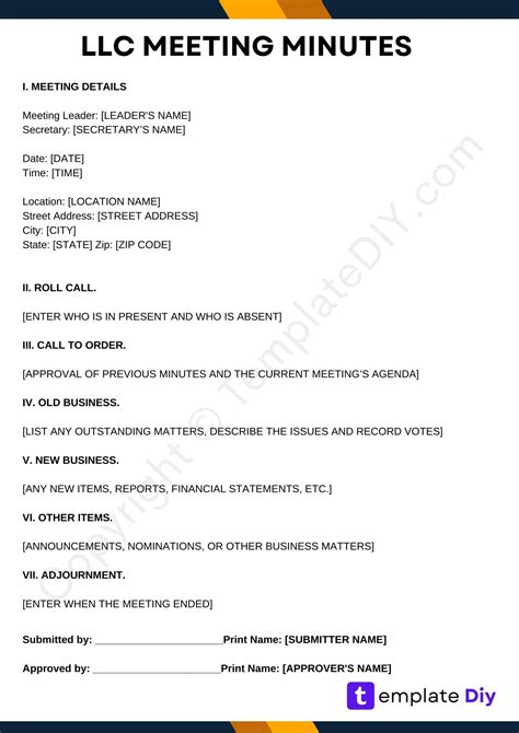 Single Member Llc Minutes Template