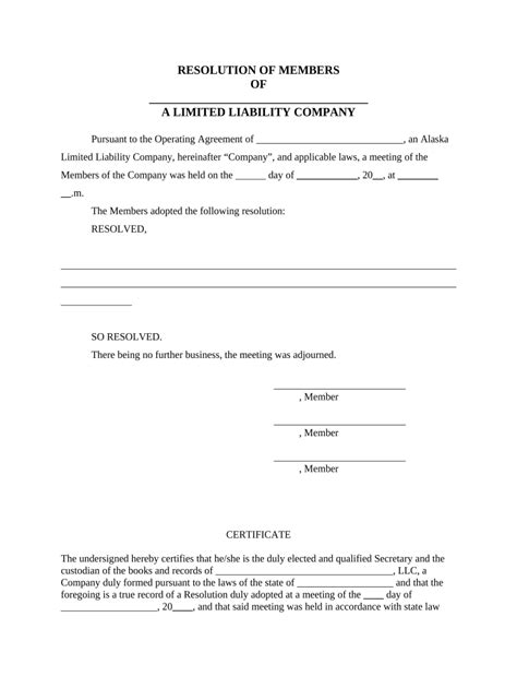 Single Member Llc Resolution Template