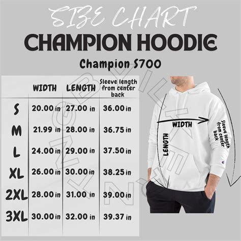 Size Chart For Champion Hoodie
