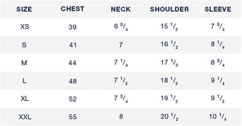 Size Chart For Us Polo Assn