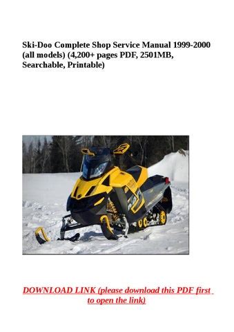 Ski Doo Complete Workshop Service Manual 1999 2000 All Mode