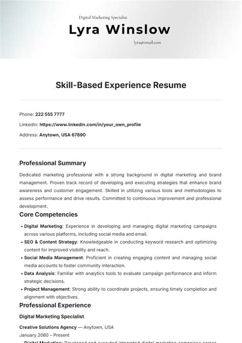 Skills Based Resume Template