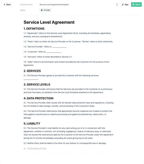 Sla Contract Template