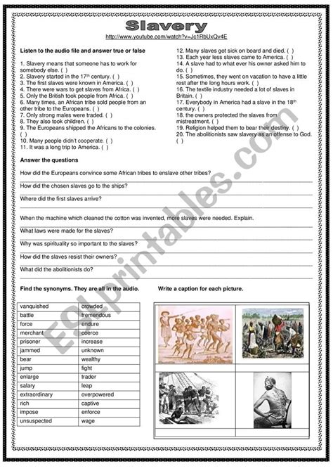 Slavery Printables