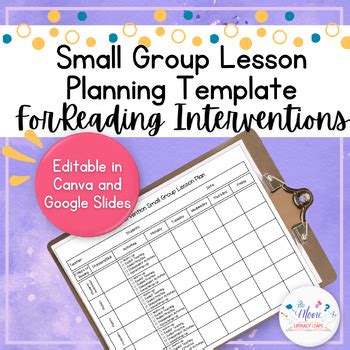 Small Group Reading Lesson Plan Template