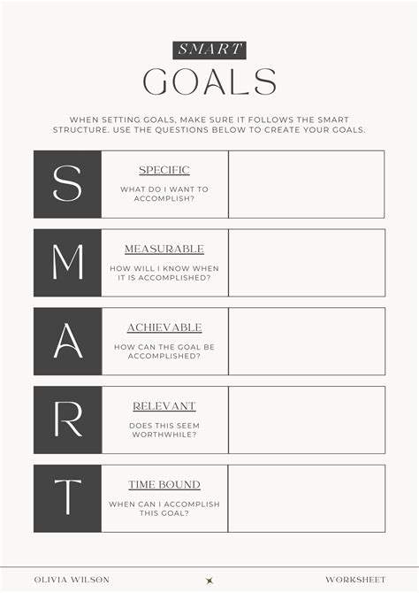 Smart Goals Worksheet Template