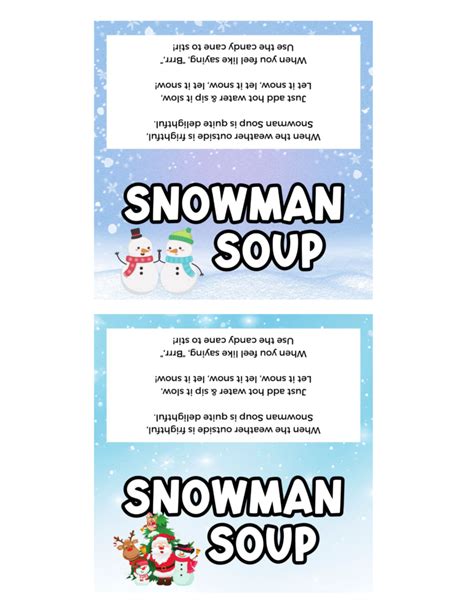 Snowman Soup Free Printable Bag Toppers