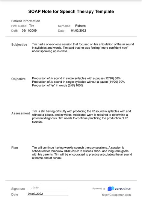 Soap Note Template Speech Therapy