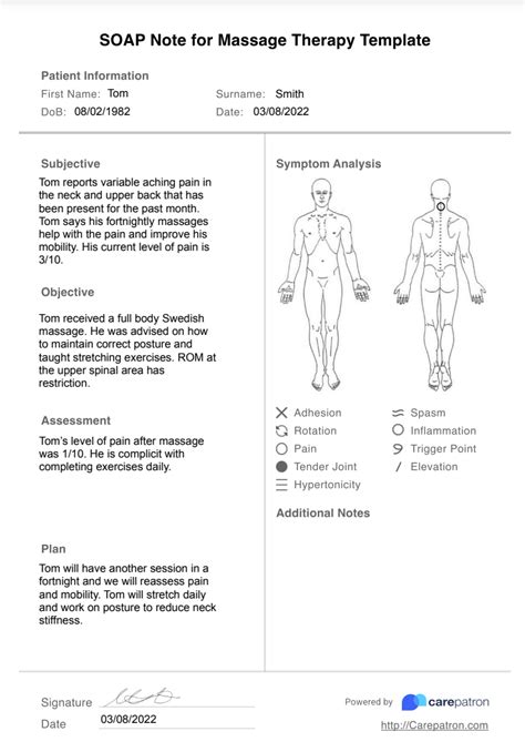 Soap Notes Massage Therapy Template