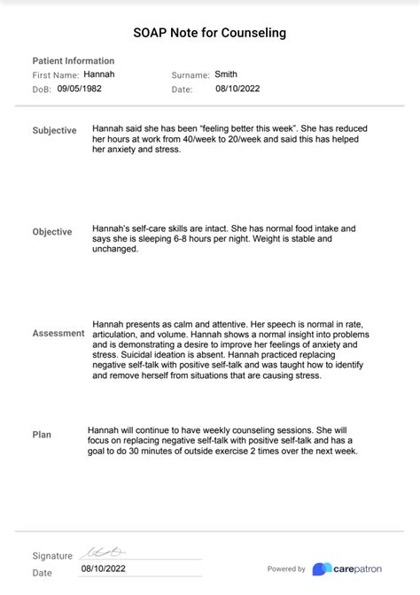 Soap Notes Template For Counseling