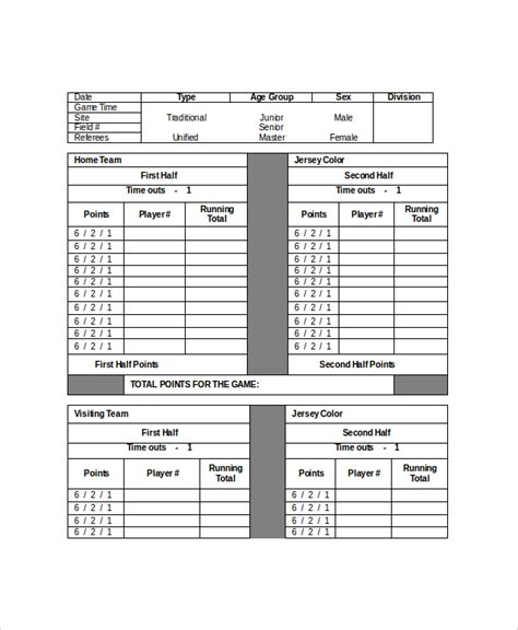 Soccer Score Template