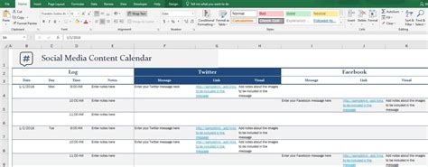Social Media Calendar Excel Template