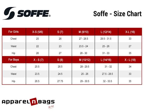 Soffe Size Chart