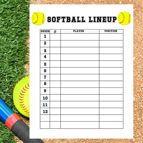 Softball Lineup Printable