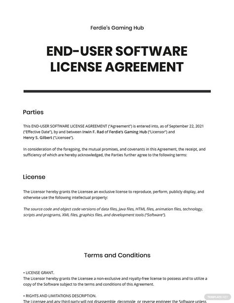 Software License Agreement Template