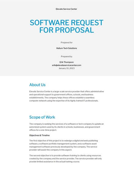 Software Request For Proposal Template