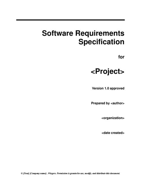 Software Requirements Specification Template