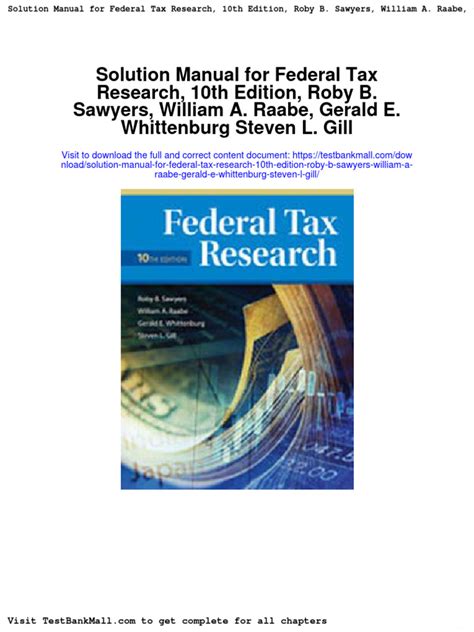 Solution Manual Federal Tax Research 10th Edition