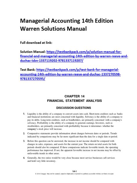 Solutions Manual For Managerial Accounting 14e