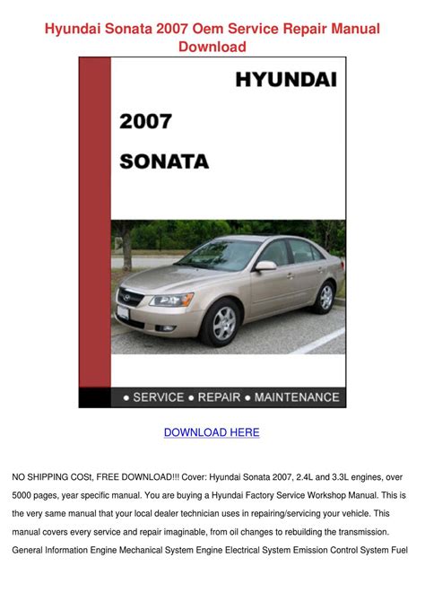 Sonata 2007 Factory Service Repair Manual Download