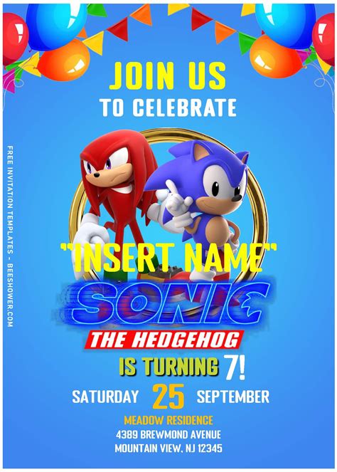 Sonic Birthday Invitations Template Free