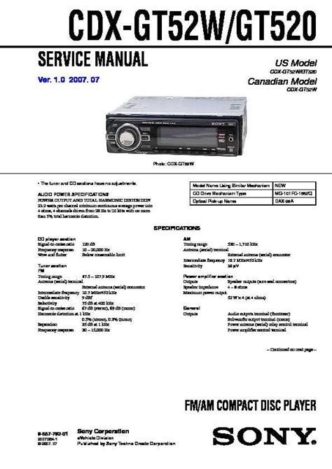 Sony Cdx Gt520 Car Stereo Wiring Diagram