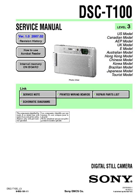 Sony Cyber Shot Dsc T100 Service Repair Manual Download