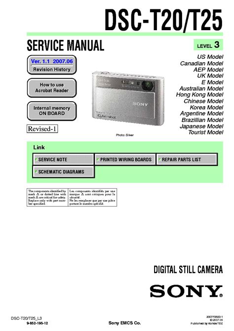 Sony Cyber Shot Dsc T20 T25 Service Repair Manual Download