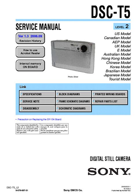 Sony Cyber Shot Dsc T5 Service Repair Manual Download