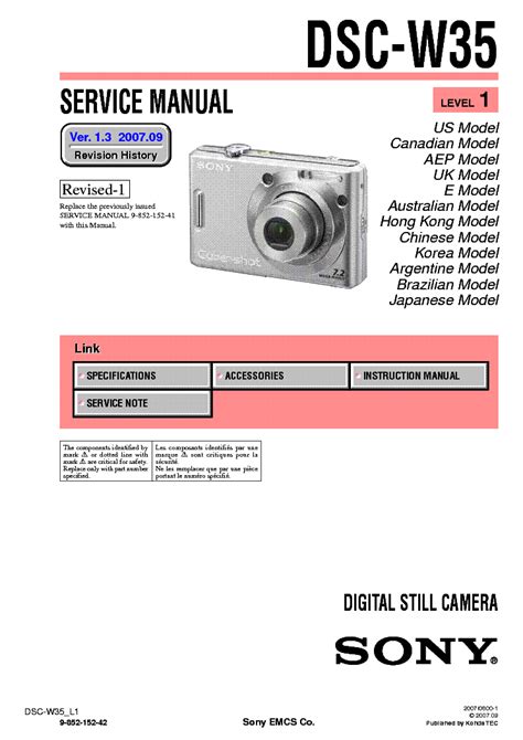 Sony Cyber Shot Dsc W35 Service Repair Manual