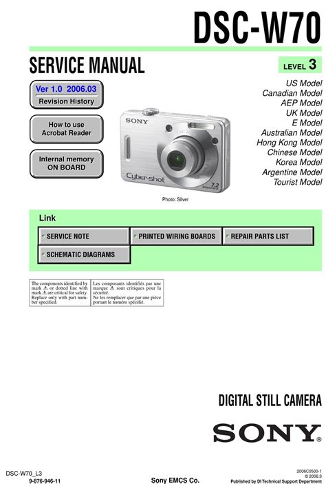 Sony Cyber Shot Dsc W70 Service Manual Repair Guide