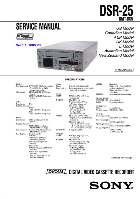 Sony Dsr 25 Service Manual