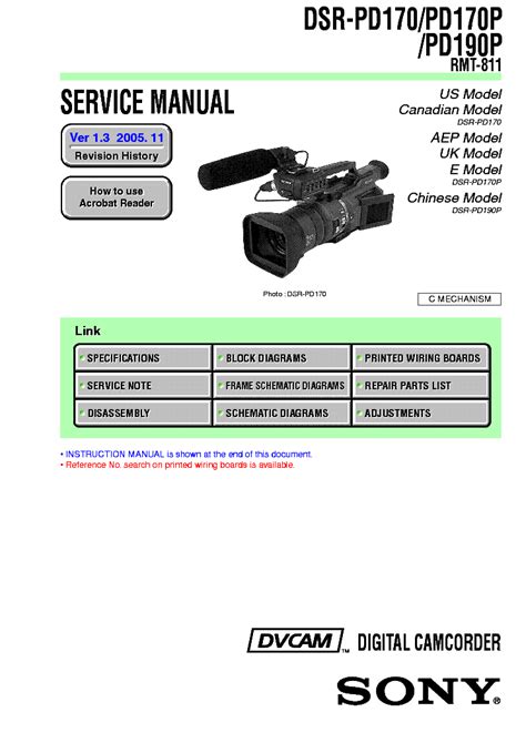 Sony Dsr Pd170 Pd170p Pd190p Service Manual Repair Guide