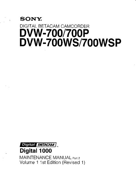 Sony Dvw 700 700p 700ws 700wsp Service Manual