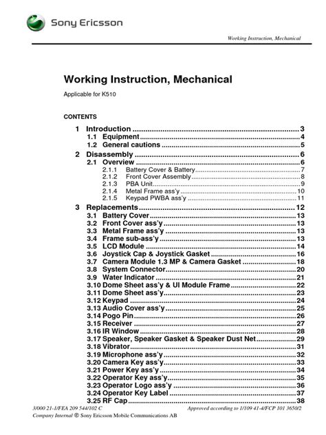 Sony Ericsson K510i Service Manual Free Download