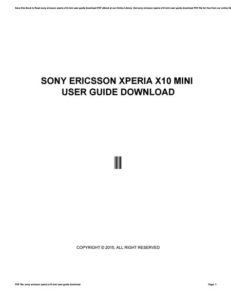 Sony Ericsson Xperia X10 User Manual