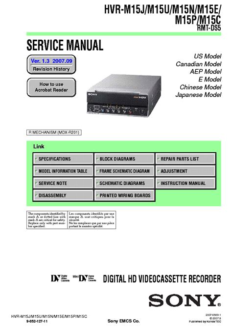 Sony Hvr M15 Service Manual Repair Guide