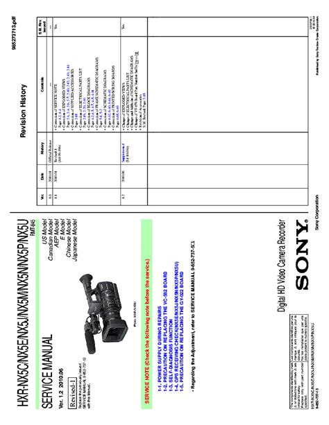 Sony Hxr Nx5 J U N E M P C Series Service Manual Repair Guide