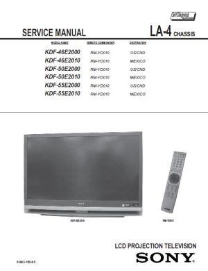Sony Kdf 46e2000 Projection Tv Service Manual Download