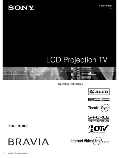 Sony Kdf 60xbr950 Kdf 70xbr950 Lcd Tv Service Manual