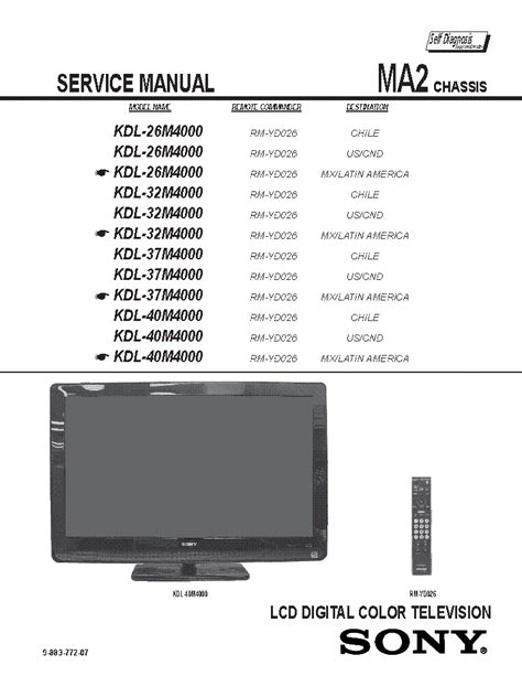 Sony Kdl 26m4000 32m4000 37m4000 40m400 0 Lcd Tv Service Repair Manual