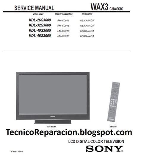 Sony Kdl 32s3000 Kdl 40s3000 Kdl 46s3000 Tv Service Manual