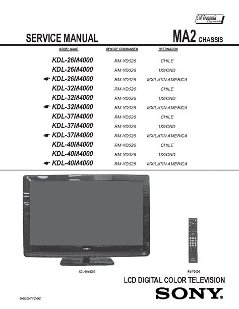 Sony Kdl 37m4000 Service Manual Repair Guide