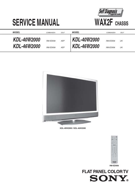 Sony Kdl 40w2000 Kdl 46w2000 Tv Service Manual Download