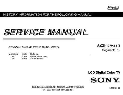 Sony Kdl 46cx523 Kdl 46cx520 Kdl 40cx523 Tv Service Manual