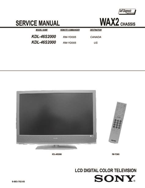 Sony Kdl 46s2000 Lcd Tv Service Repair Manual