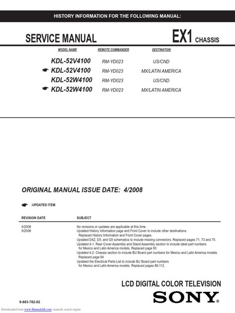 Sony Kdl 52v4100 Kdl 52w4100 Service Manual